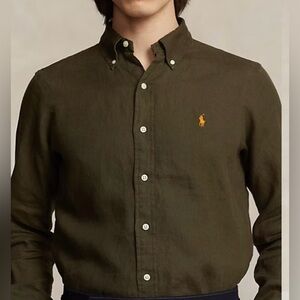 Polo by Ralph Lauren Men's Dark Green Button Down Shirt